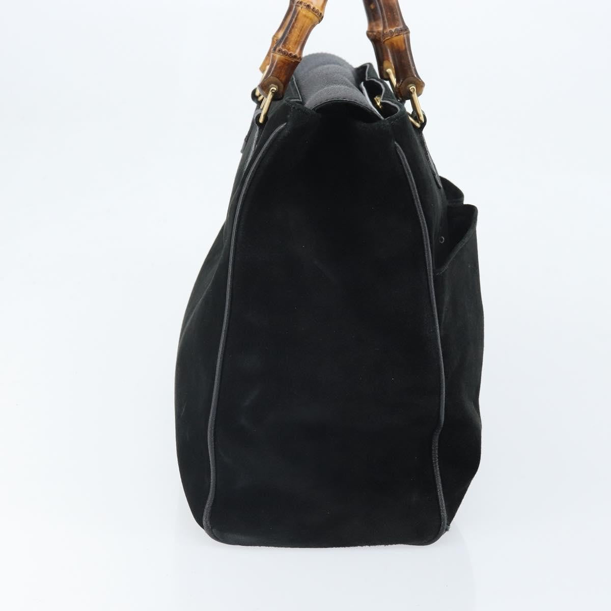 Gucci Bamboo Suede, Black, Suede, Tote Bag