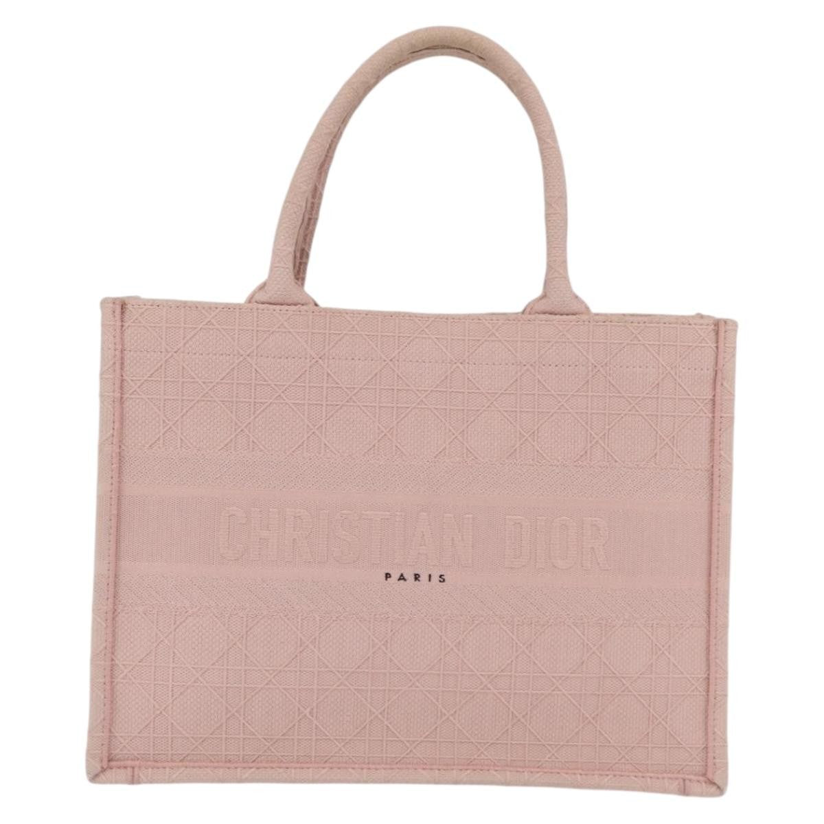 Christian Dior Book Cannage Embroidered Canvas, Pink, Canvas, Tote Bag