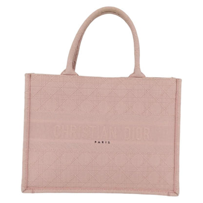 Christian Dior Book Cannage Embroidered Canvas, Pink, Canvas, Tote Bag