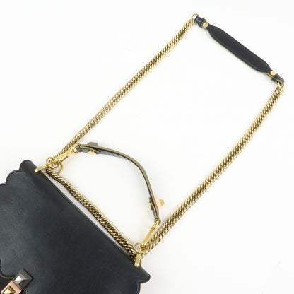 Fendi Kan I Leather, Black, Leather, Shoulder Bag