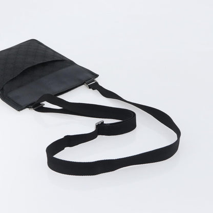 Gucci Vintage Flat Messenger GG Canvas and Leather, Black, Canvas, Handbag