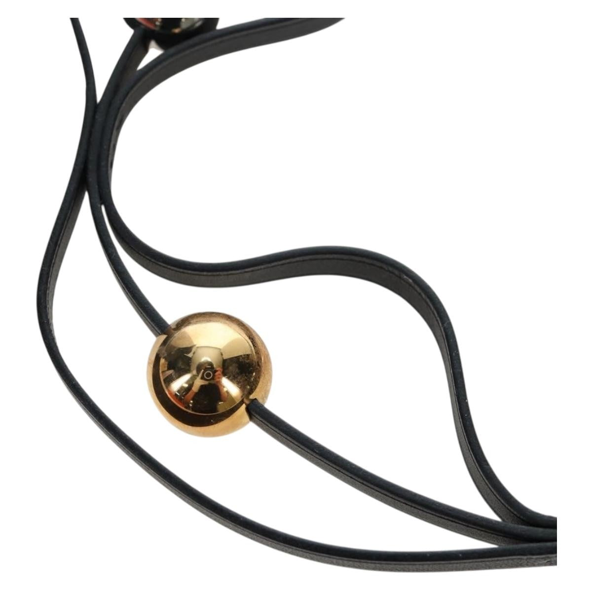 Hermes Météore Leather, Black, Leather, Necklace