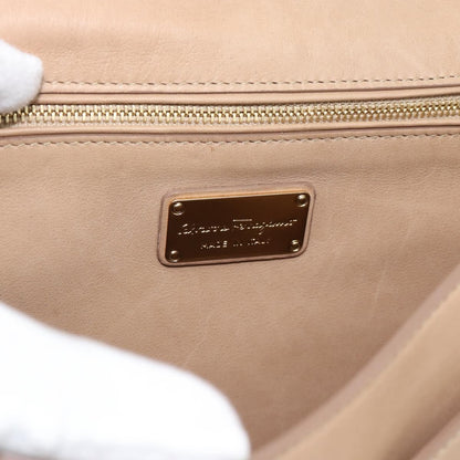 Salvatore Ferragamo Sofia Rainbow Saddle Leather, Beige, Leather, Handbag