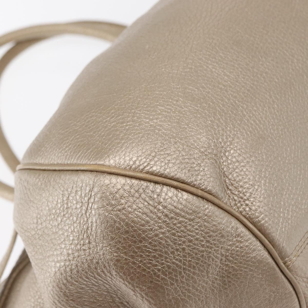 Salvatore Ferragamo Gancini Leather, Gold, Leather, Handbag