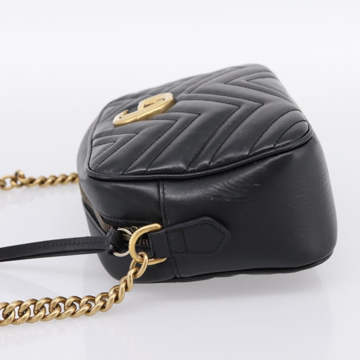 Gucci GG Marmont Monochrome Matelasse Leather, Black, Leather, Shoulder Bag