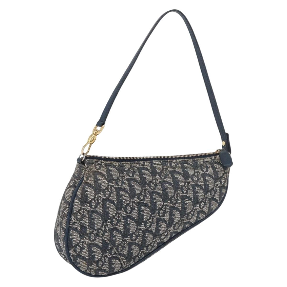 Christian Dior Vintage Saddle Diorissimo Canvas, Navy, Canvas, Handbag
