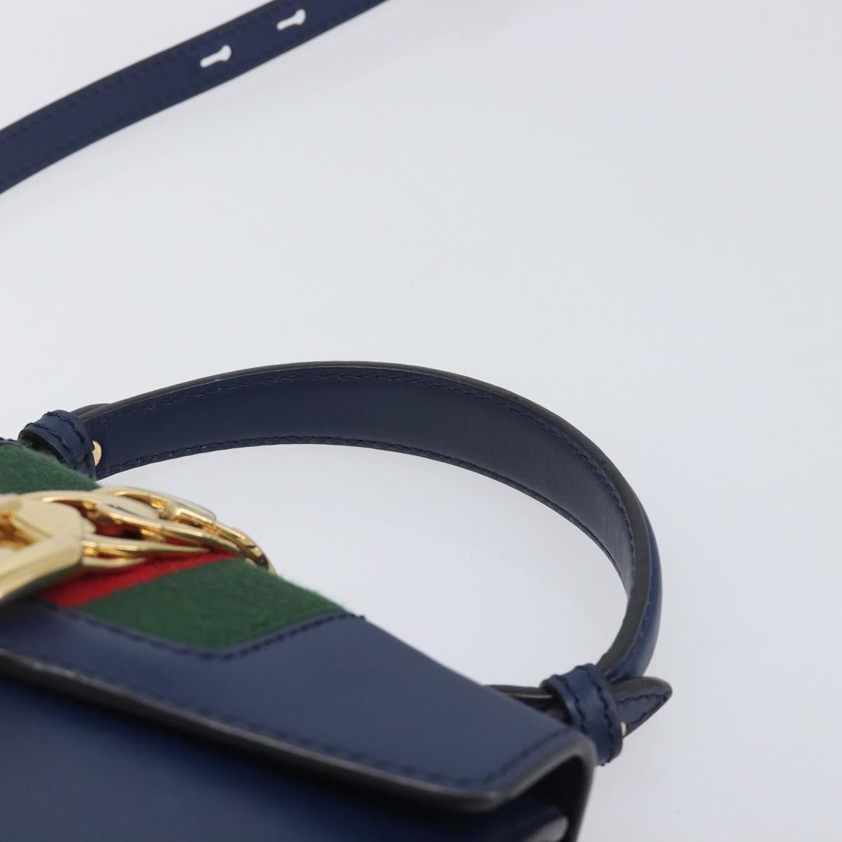 Gucci Sylvie Top Handle Leather, Navy, Leather, Handbag