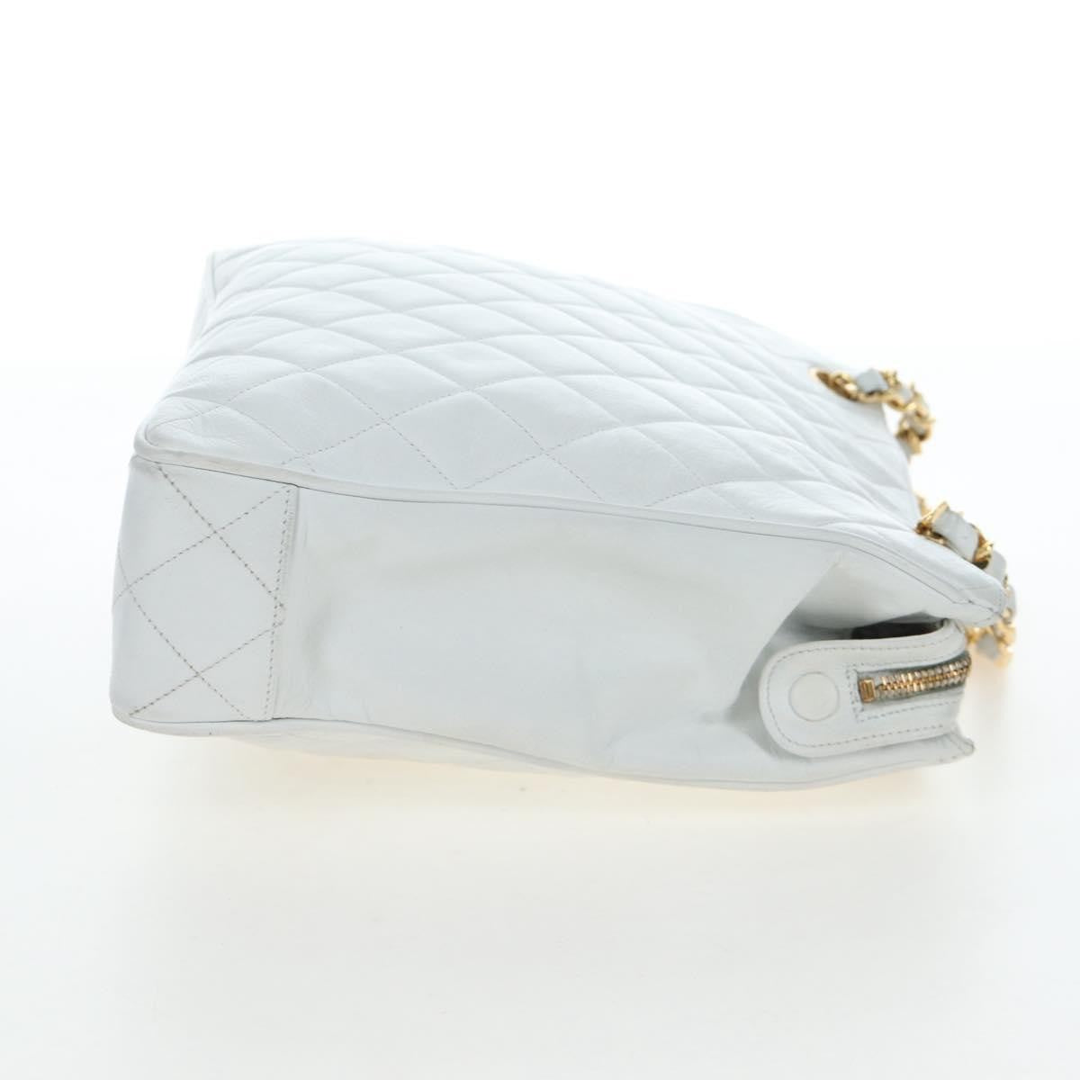 Chanel Shoulder Quilted Leather, White, Leather, Shoulder Bag