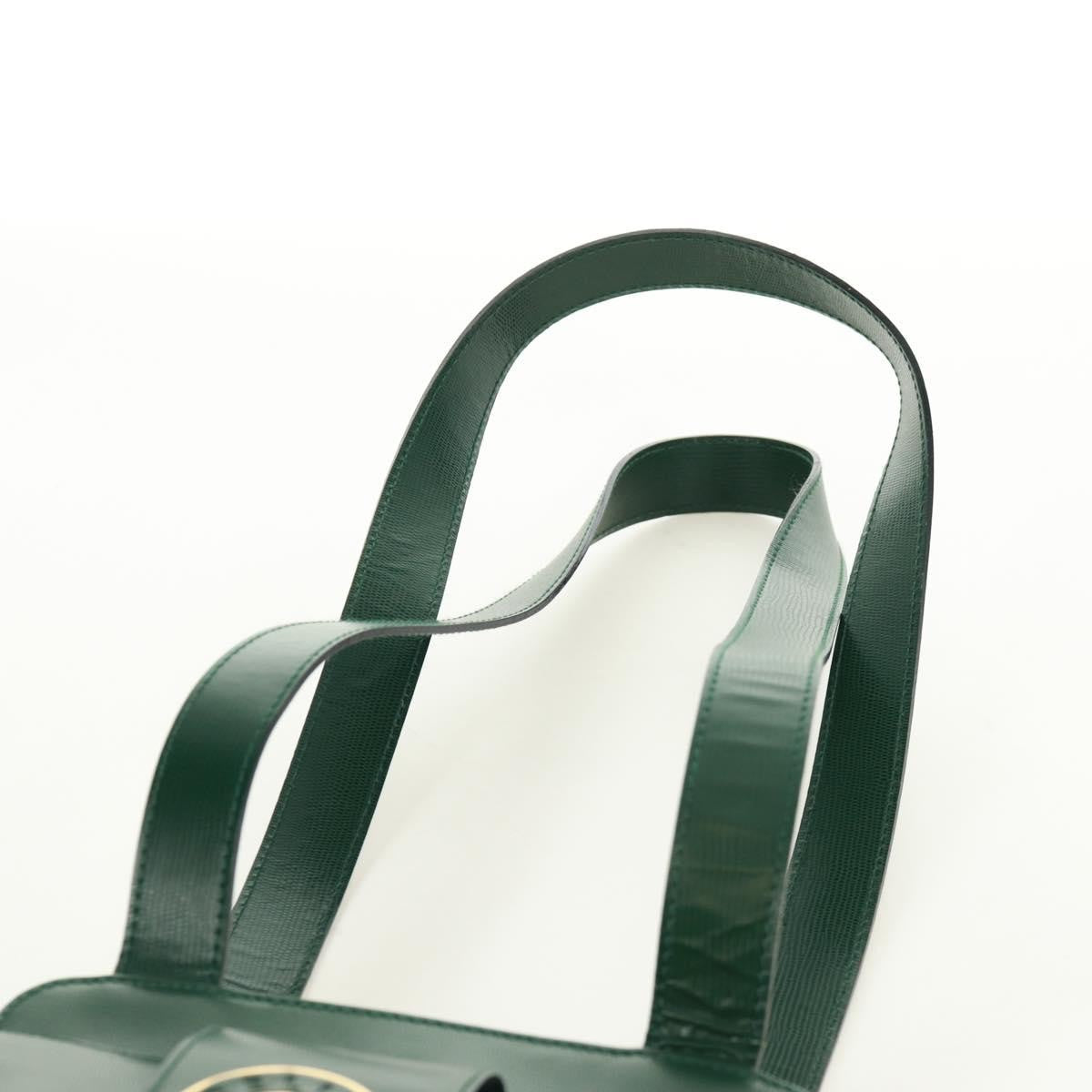 Celine Circle Logo Leather, Green, Leather, Shoulder Bag