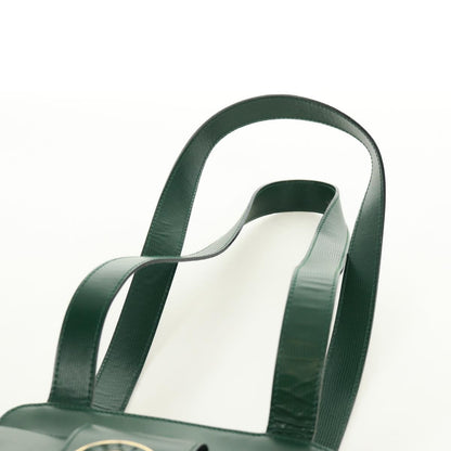 Celine Circle Logo Leather, Green, Leather, Shoulder Bag