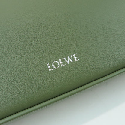 Loewe T Pouch Leather, Green, Leather, Clutch