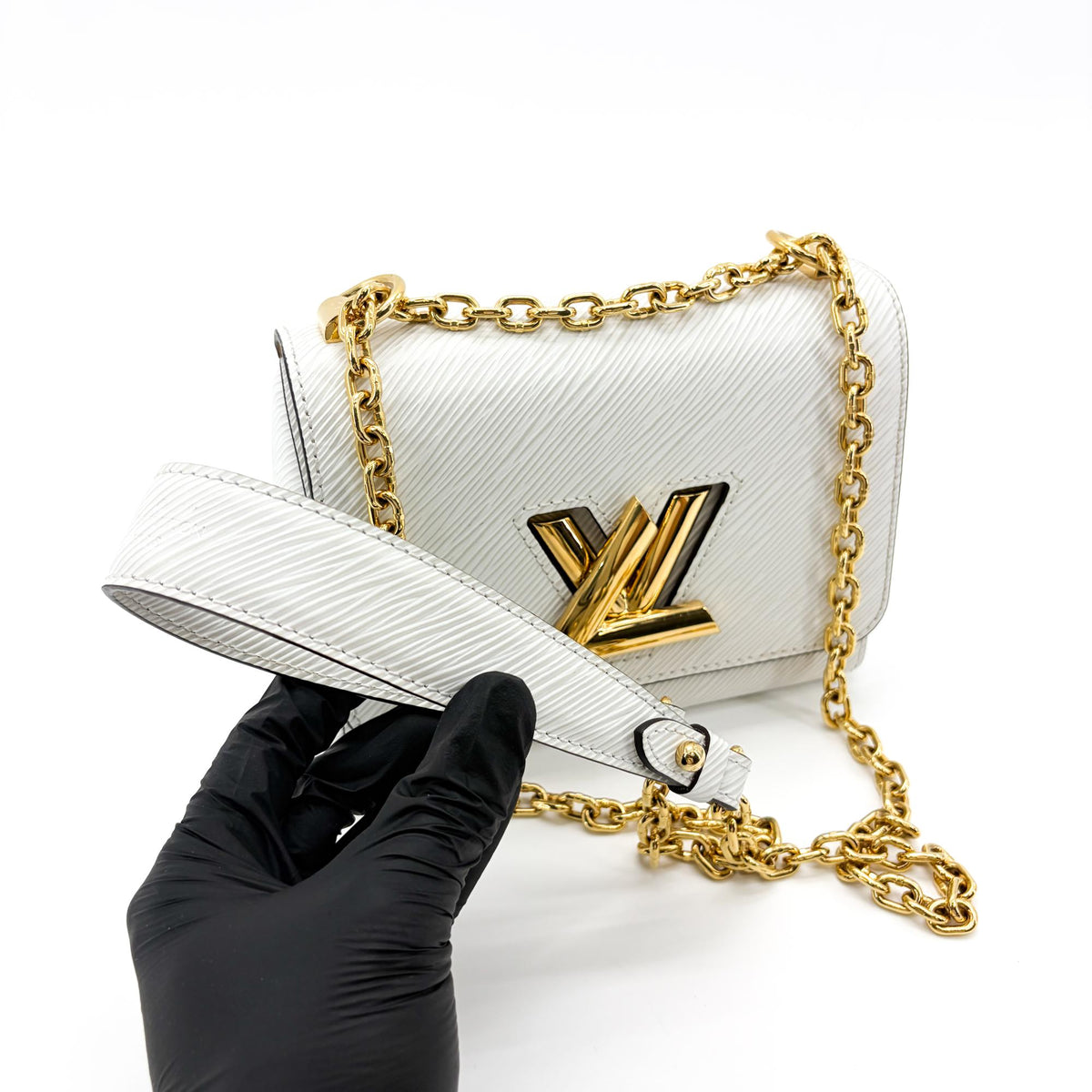 Louis Vuitton Twist Epi Leather, White, Leather, Shoulder Bag