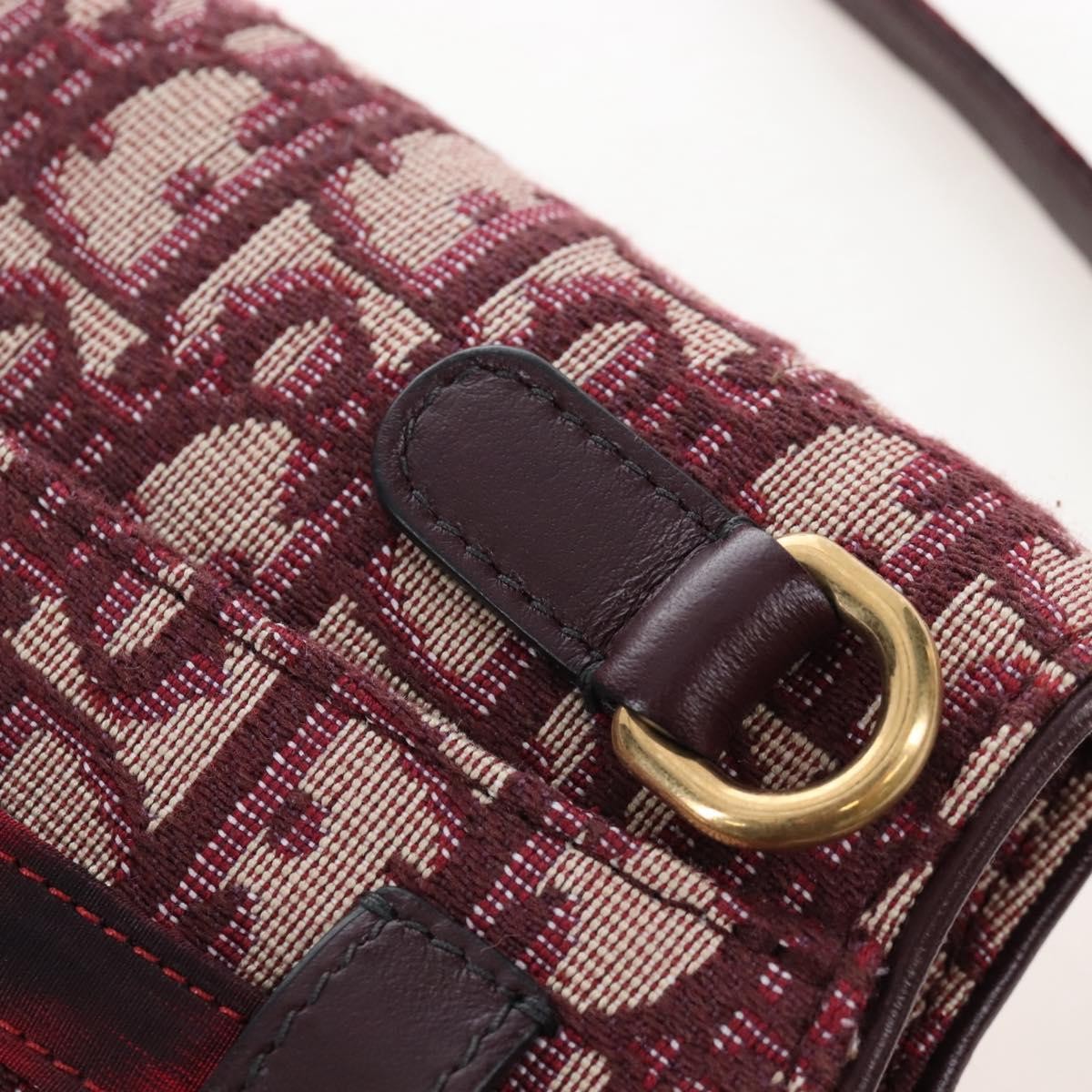 Christian Dior Saddle Belt Oblique Canvas, Burgundy, Canvas, Handbag