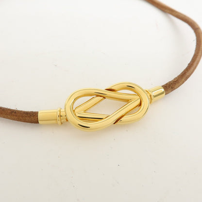 Hermes Jumbo Hook Choker Woven Leather and Metal, Brown, Leather, Necklace
