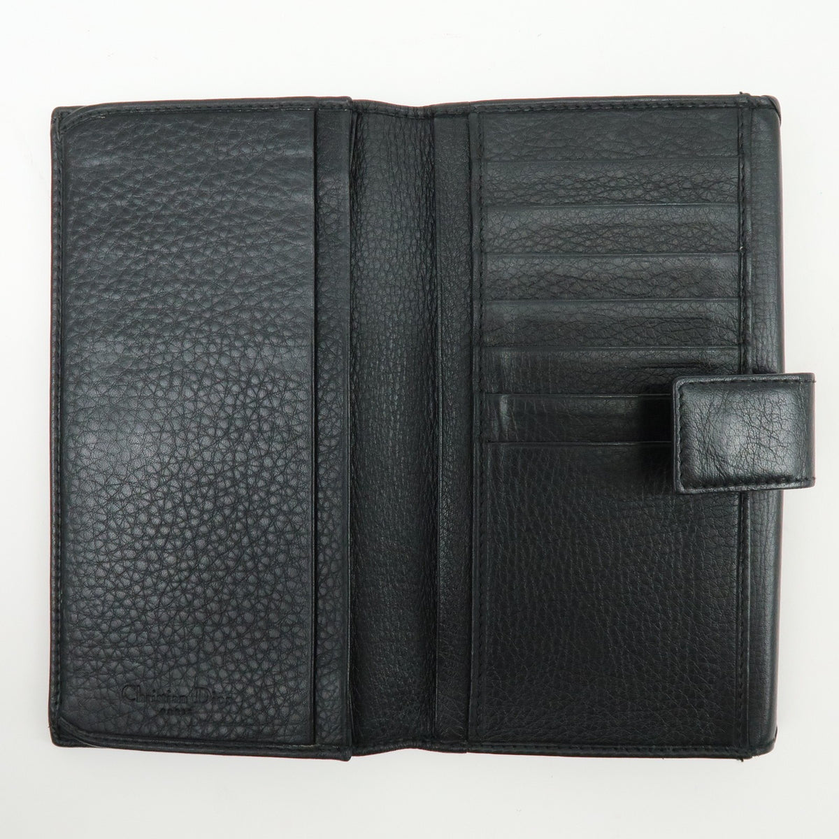 Christian Dior Trotter / Heart Motif Wallet Leather, Black, Leather, Wallet