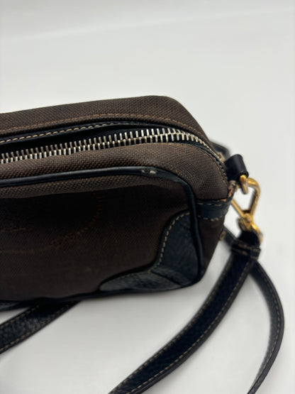 Prada Mini Zip Crossbody Bag Canvas and Leather, Brown, Canvas, Backpack