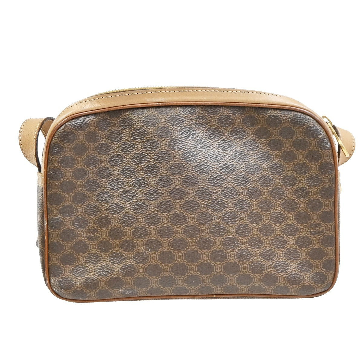 Celine Macadam Leather, Brown, PVC, Shoulder Bag