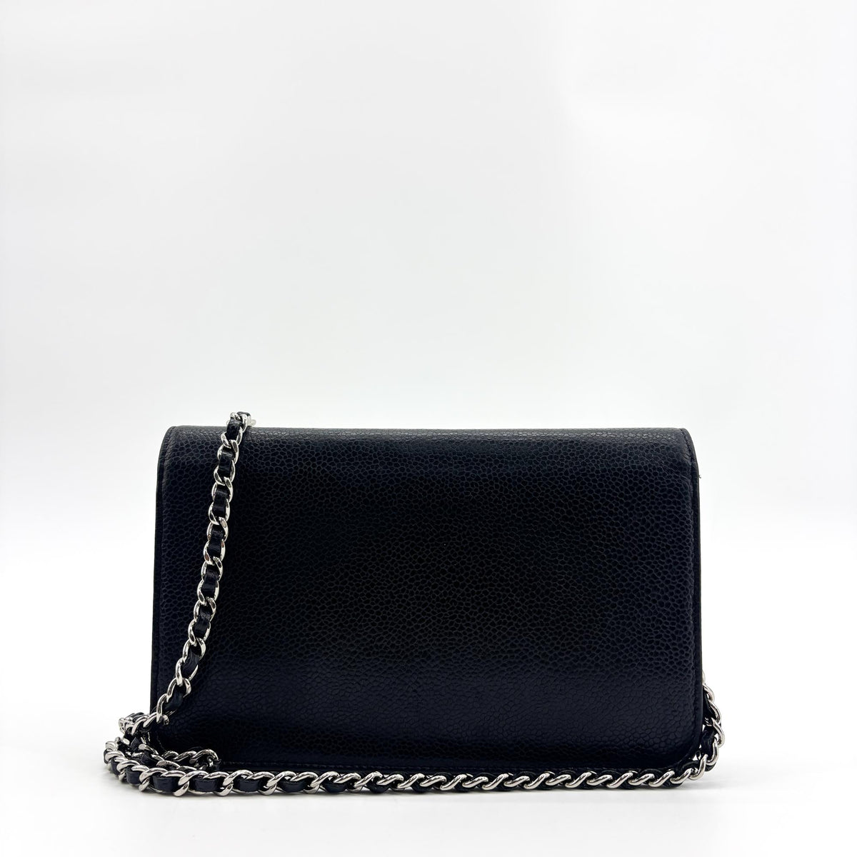 Chanel Timeless Wallet on Chain Textured Leather, Black, Calfskin, Crossbody Bag