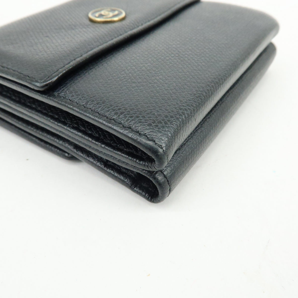 Chanel CC Button Coin Purse Leather, Black, Calfskin, Card Holder