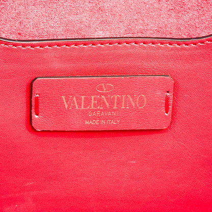 Valentino Garavani Demilune Clutch Studded Leather, Red, Leather, Clutch