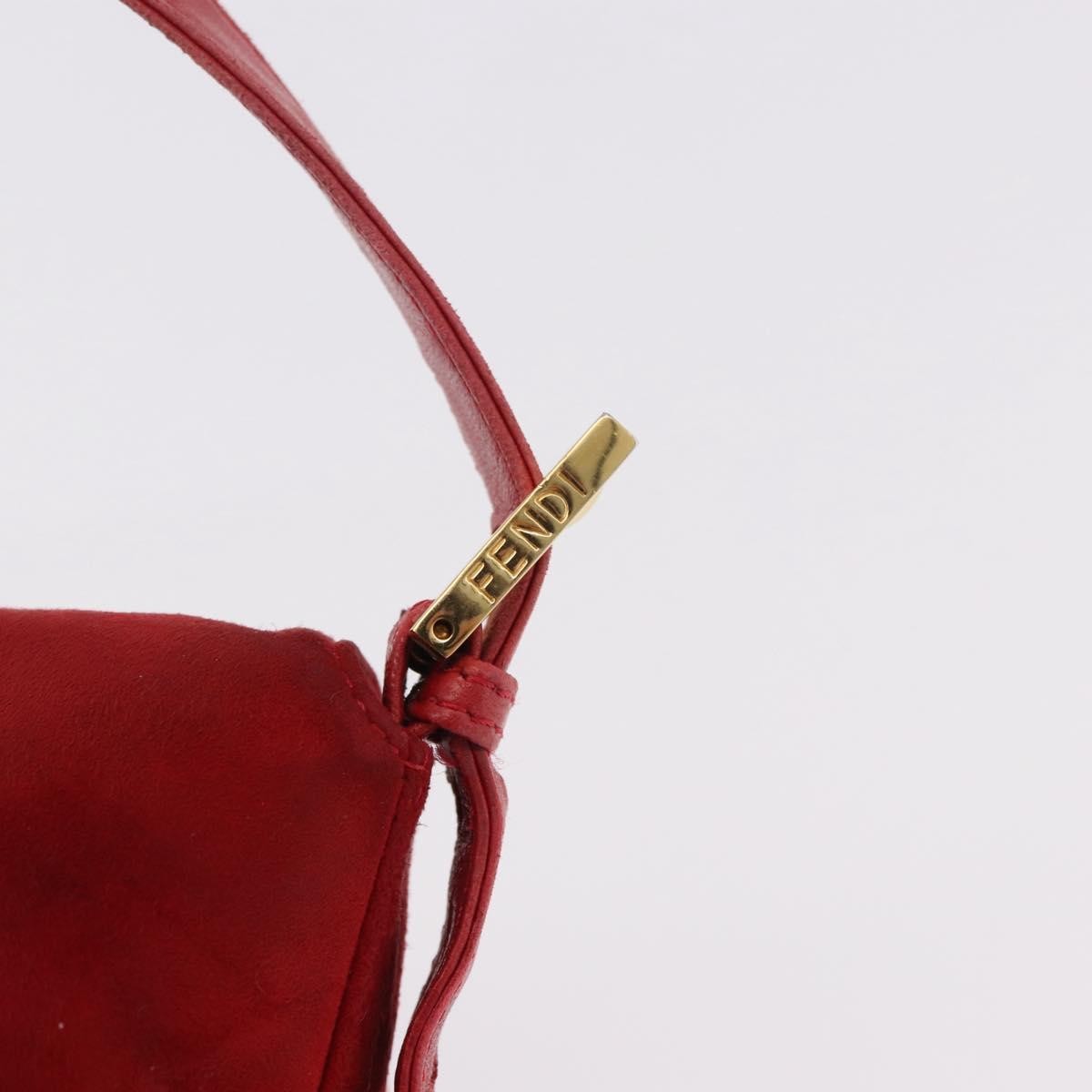 Fendi Baguette Leather, Red, Suede, Shoulder Bag