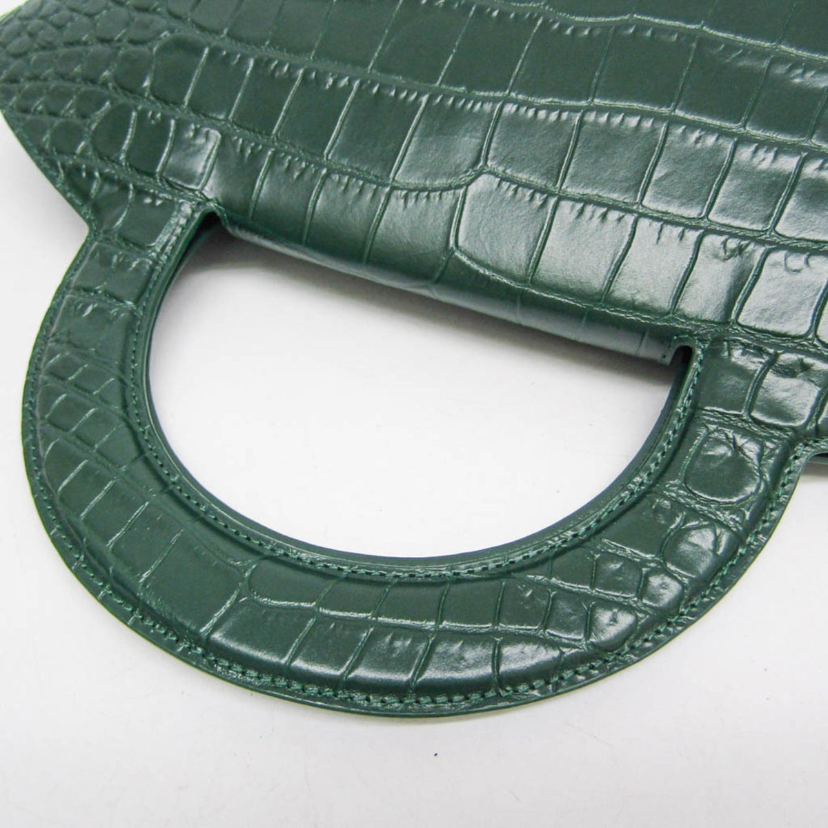 Bottega Veneta Doll Crocodile Embossed Leather, Green, Leather, Tote Bag