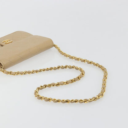 Chanel Vintage Clutch with Chain Quilted Leather, Beige, Leather, Clutch
