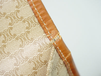 Celine Vintage Macadam Canvas and Leather, Beige, Canvas, Shoulder Bag