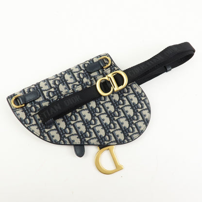 Christian Dior Saddle Belt Oblique Canvas, Navy, Canvas, Handbag