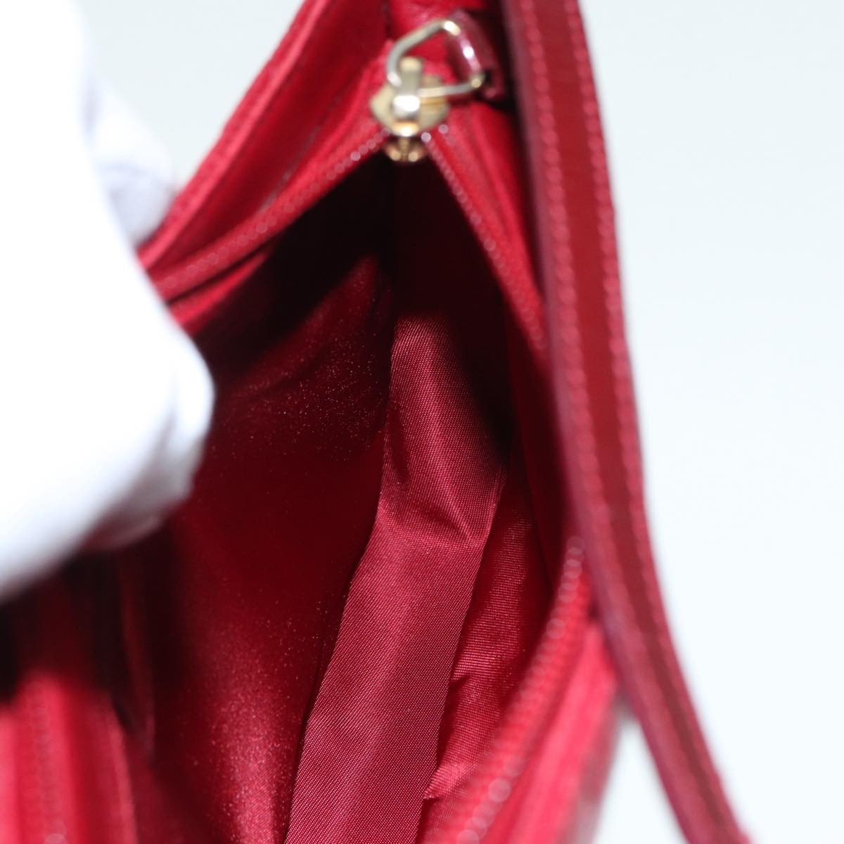 Christian Dior Lady Dior Zip Pochette Cannage Quilt Lambskin, Red, Leather, Clutch
