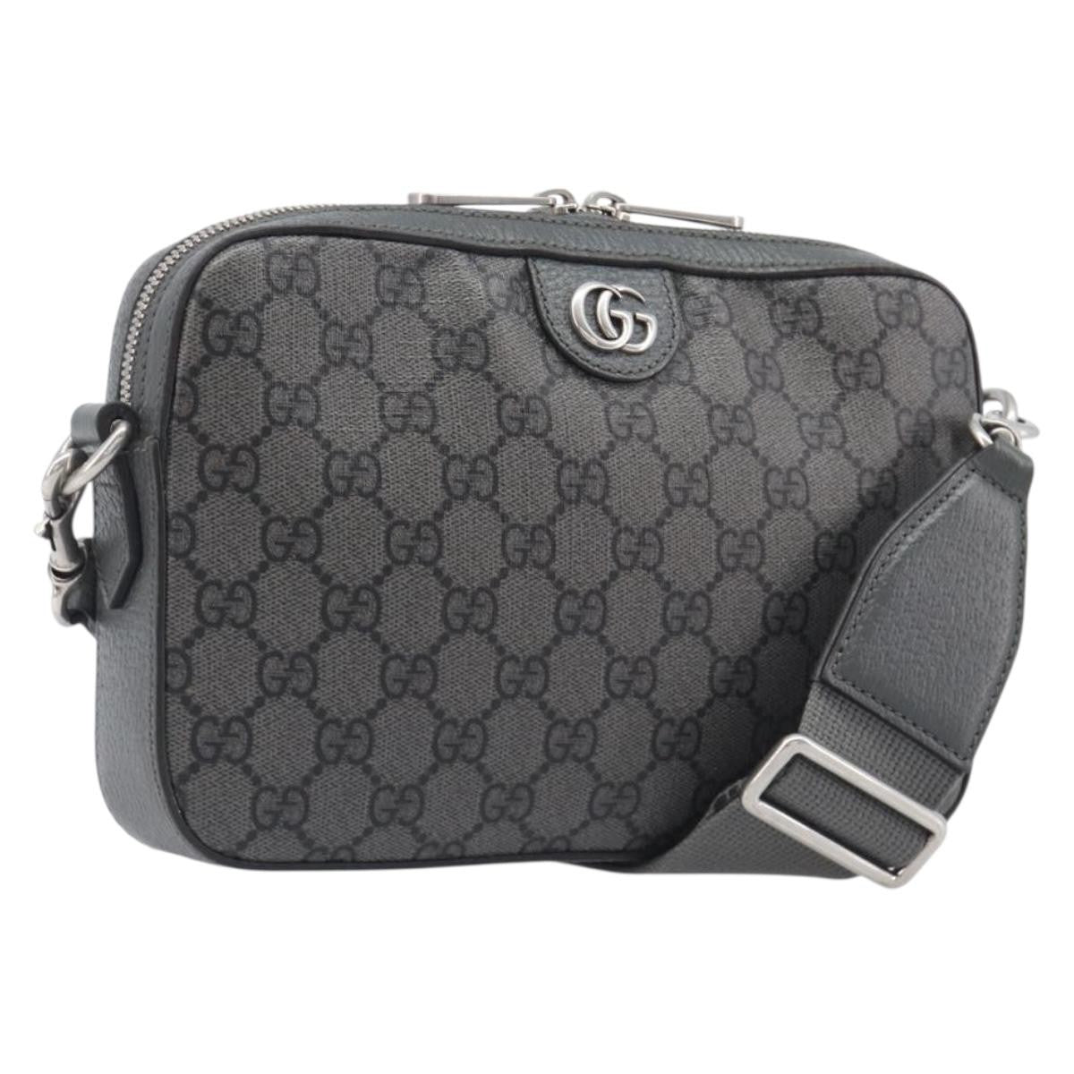 Gucci Ophidia Zip Wristlet GG Coated Canvas, Gray, Canvas, Shoulder Bag