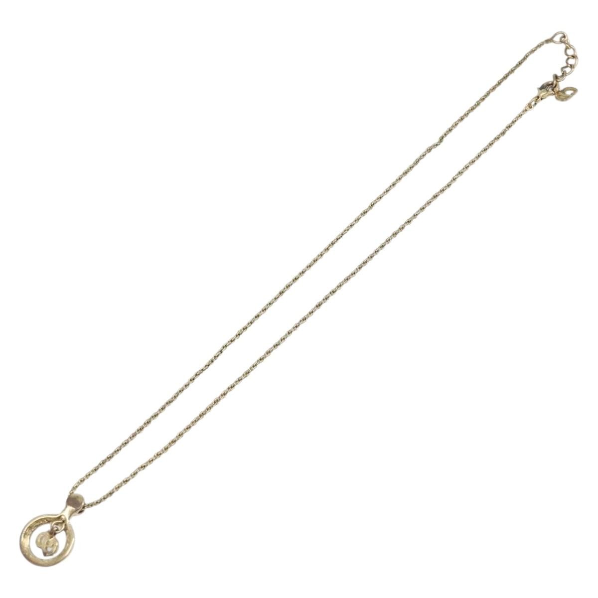Christian Dior Vintage CD Pendant Metal, Gold, Metal, Necklace