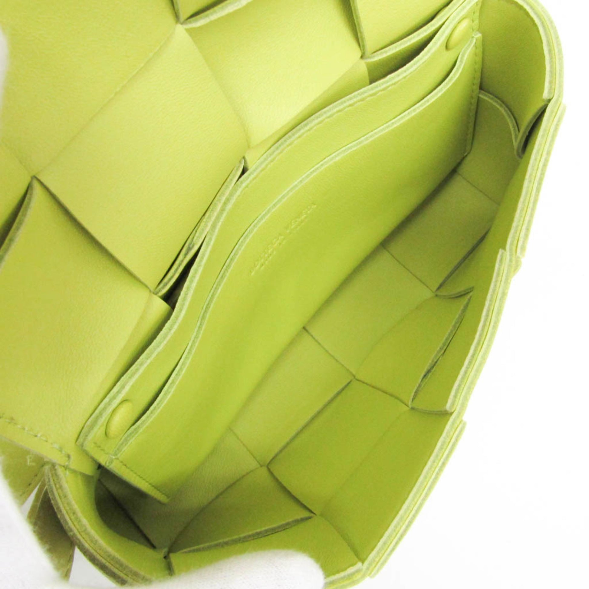 Bottega Veneta Cassette Leather, Green, Leather, Clutch