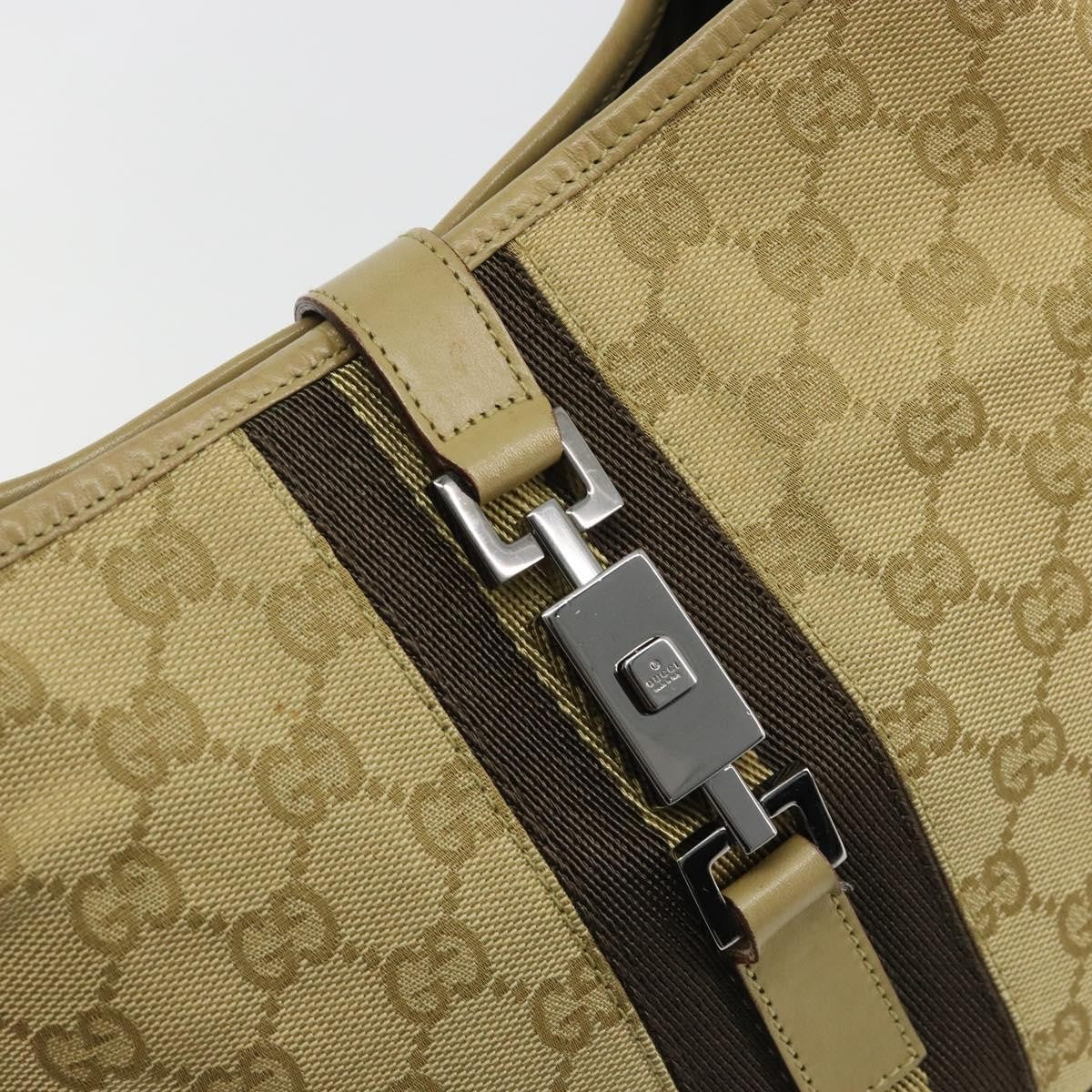 Gucci Web Jackie O Hobo GG Canvas, Beige, Canvas, Shoulder Bag