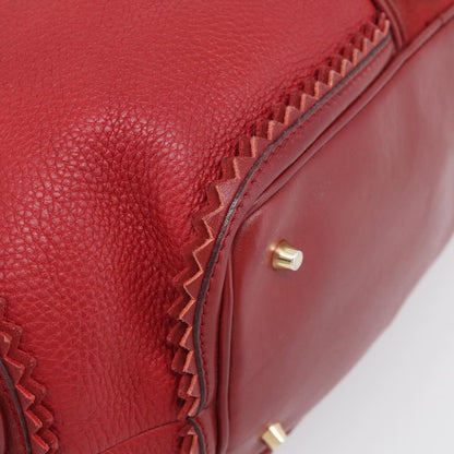 Burberry Hedwig Bowler Leather with Suede, Red, Leather, Handbag