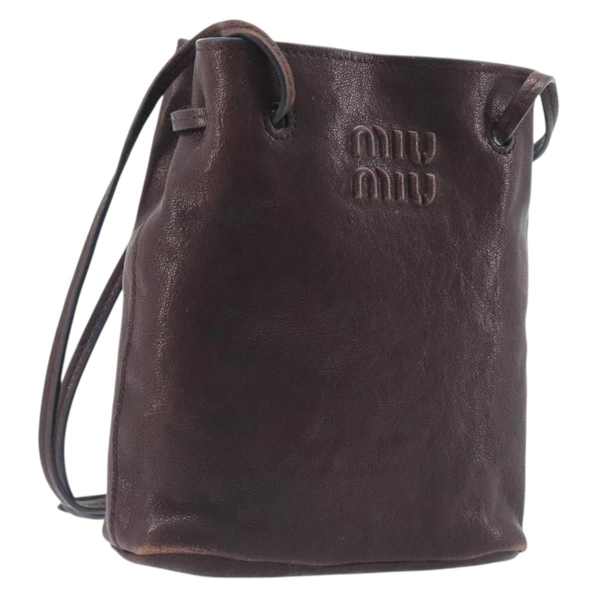 Miu Miu Aviator Bucket Leather, Brown, Leather, Handbag