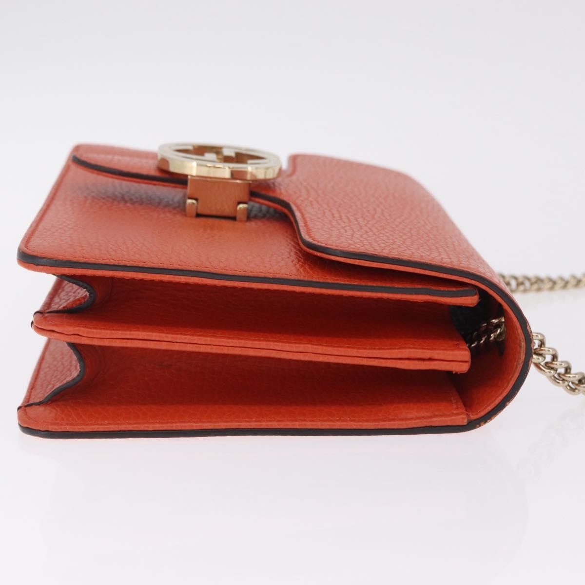 Gucci Interlocking Leather, Orange, Leather, Shoulder Bag
