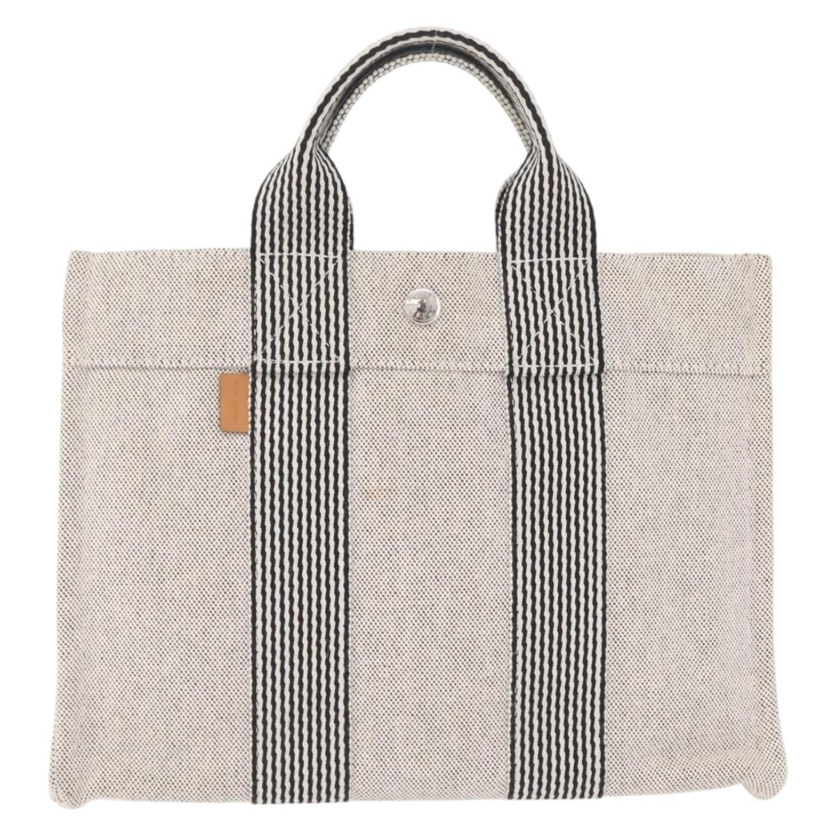 Hermes Fourre Tout Canvas, Gray, Canvas, Tote Bag