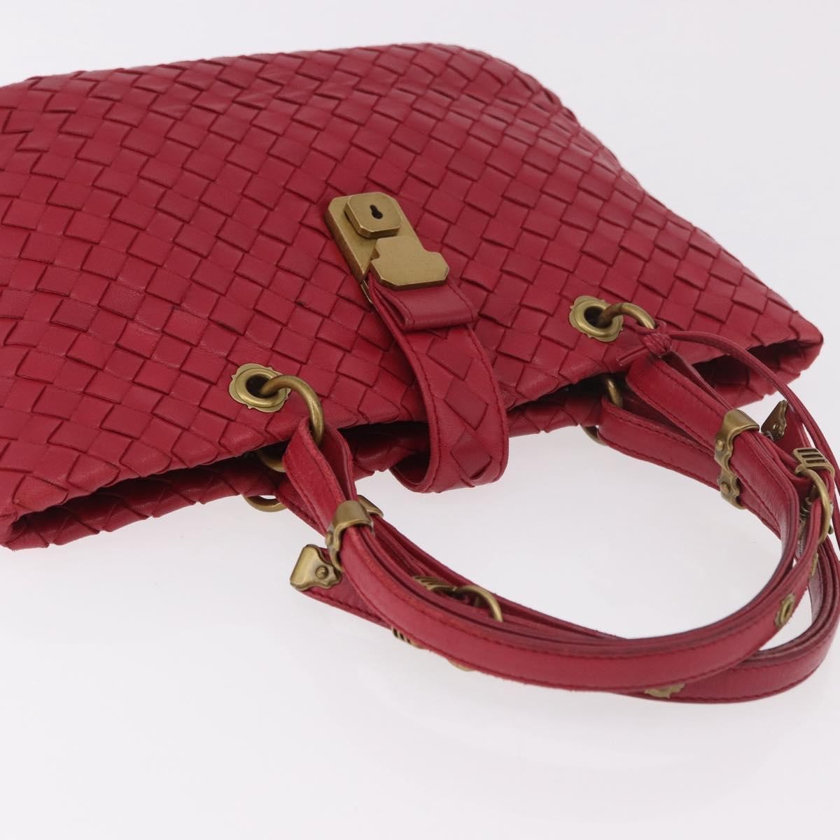 Bottega Veneta Capri Intrecciato Nappa, Red, Leather, Tote Bag