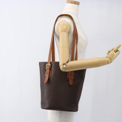 Celine Vintage Macadam Shopper Coated Canvas, Brown, Canvas, Tote Bag