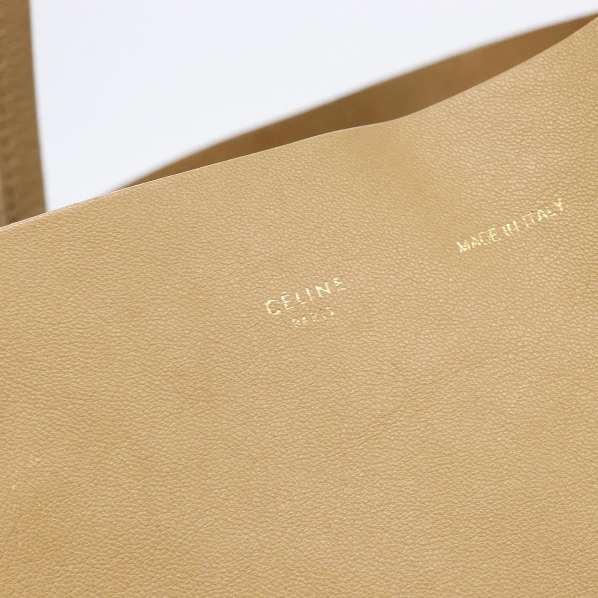 Celine Horizontal Bi-Cabas Leather, Beige, Leather, Tote Bag