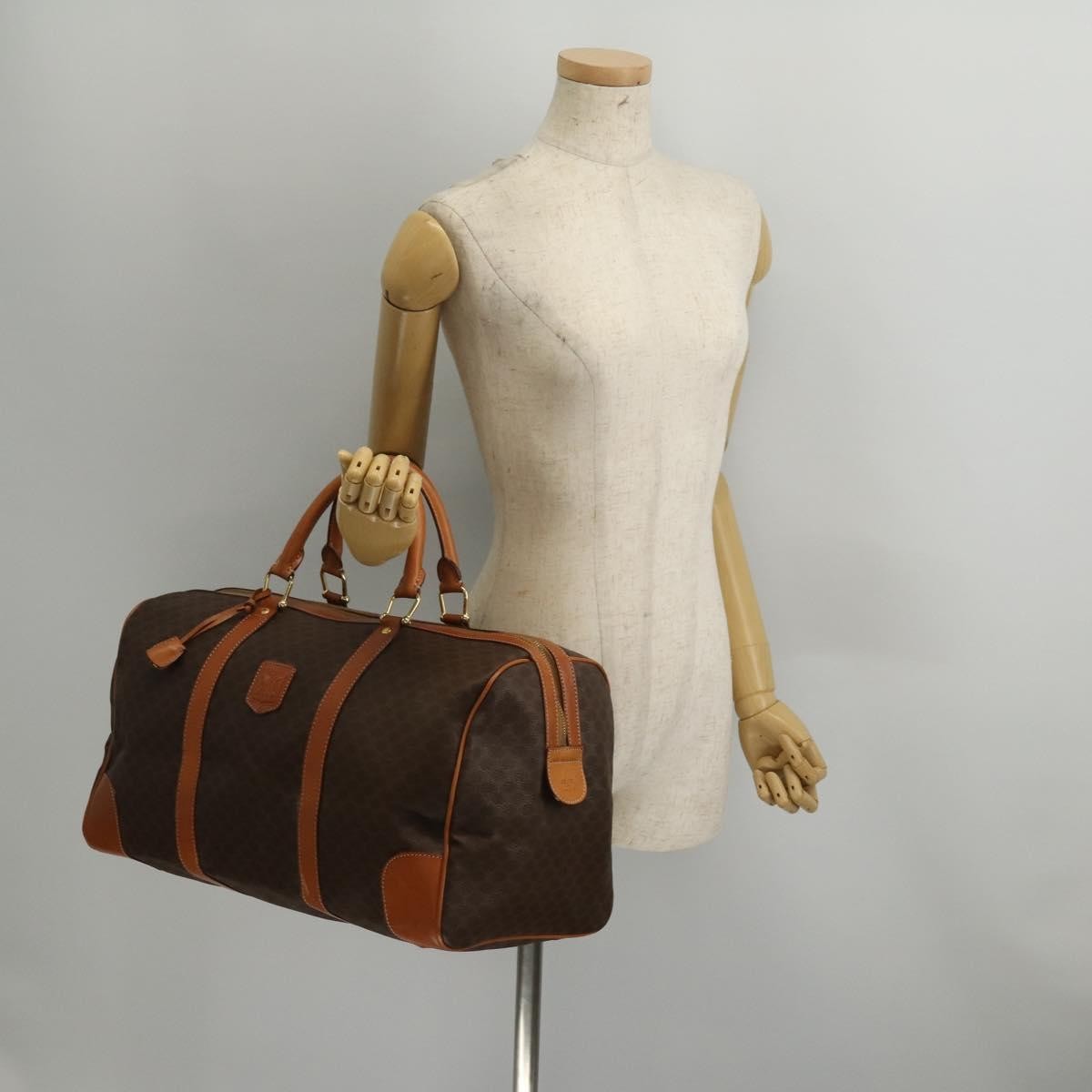 Celine Boston Triomphe Coated Canvas, Brown, PVC, Handbag