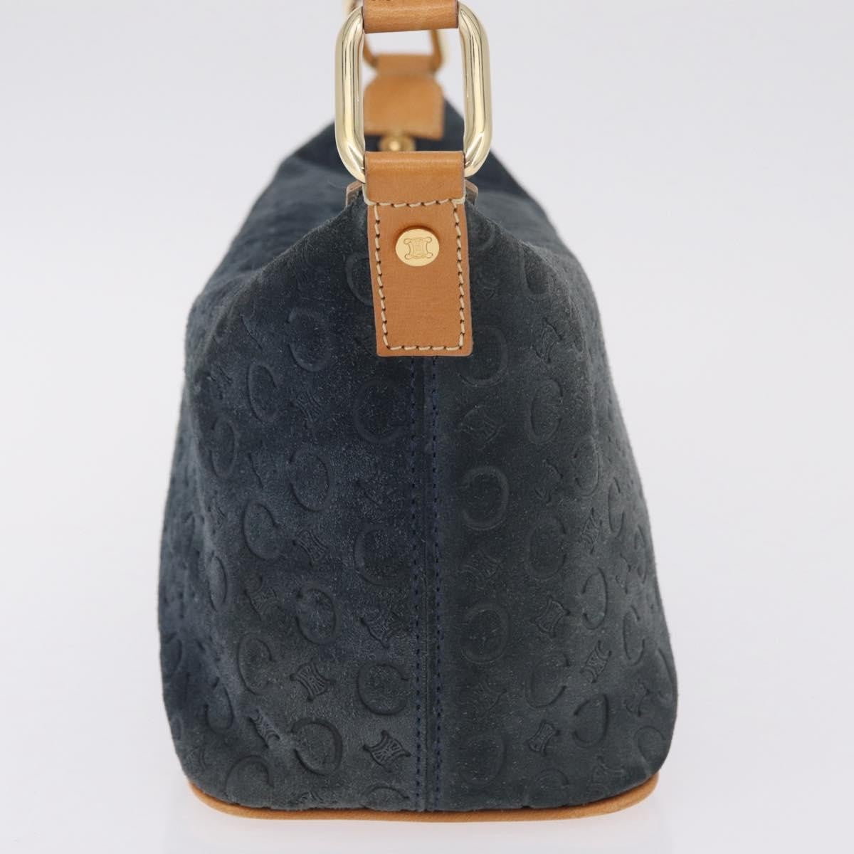 Celine C Macadam Shoulder Suede, Navy, Suede, Handbag