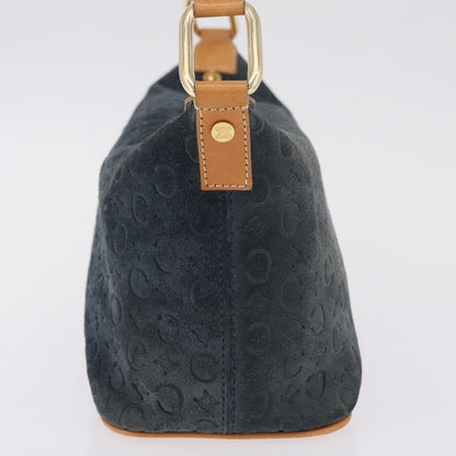 Celine C Macadam Shoulder Suede, Navy, Suede, Handbag