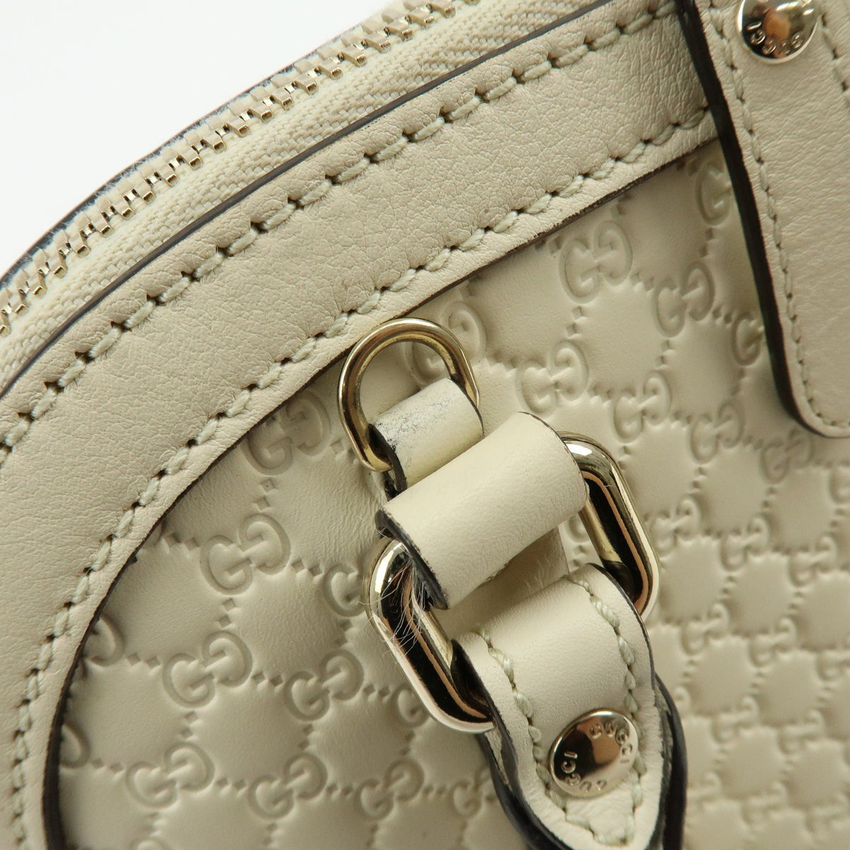 Gucci Convertible Dome Satchel Guccissima Leather, White, Leather, Handbag