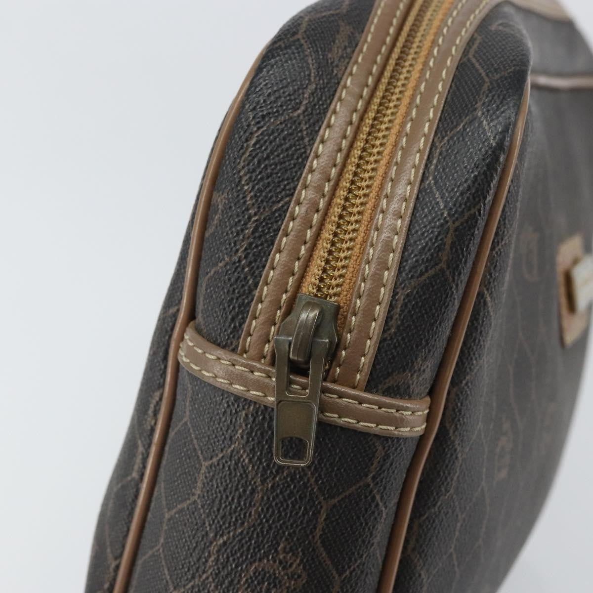 Christian Dior Vintage Honeycomb Zip Canvas and Leather, Black, Canvas, Clutch
