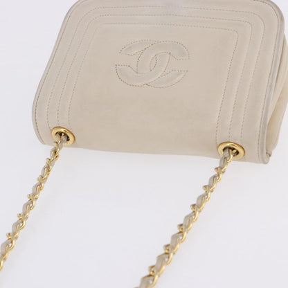 Chanel Vintage CC Stitch Flap Leather, Beige, Leather, Shoulder Bag