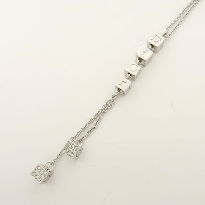Christian Dior Logo Pendant Metal with Crystal, Silver, Metal, Necklace