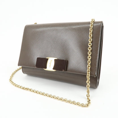 Salvatore Ferragamo Vara Bow Glitter, Brown, Leather, Crossbody Bag