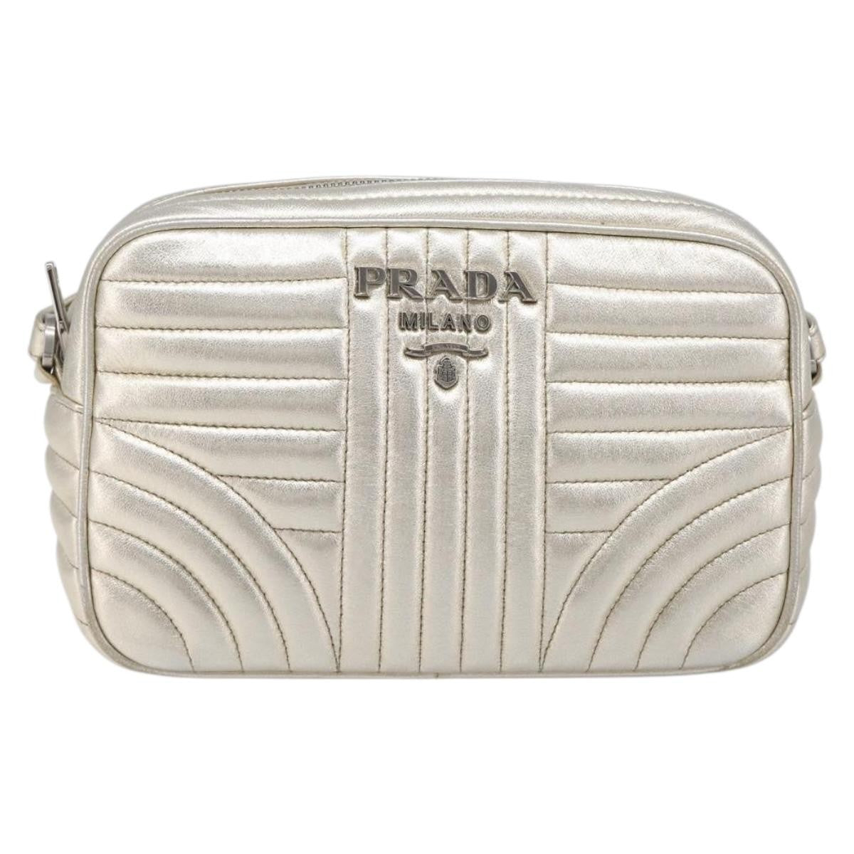 Prada Camera Diagramme Quilted Leather, Metallic, Leather, Shoulder Bag